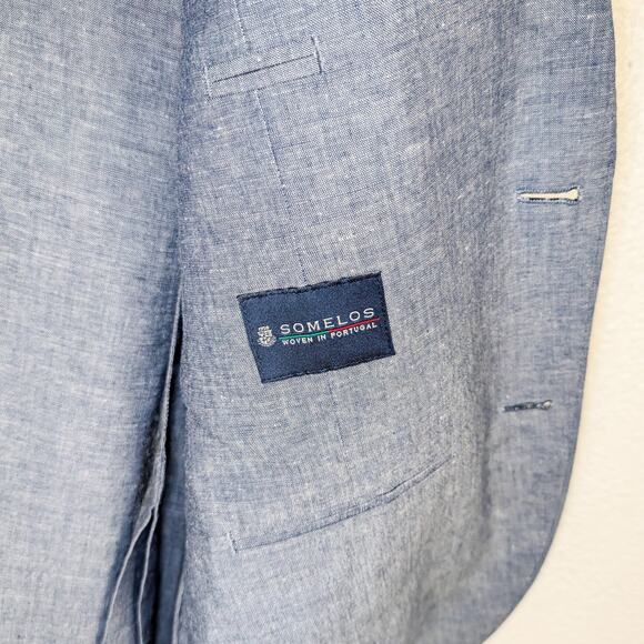 J.Crew Ludlow Slim Unstructured Suit Cotton Linen Blazer & Pants Chambray 40R - Picture 13 of 16